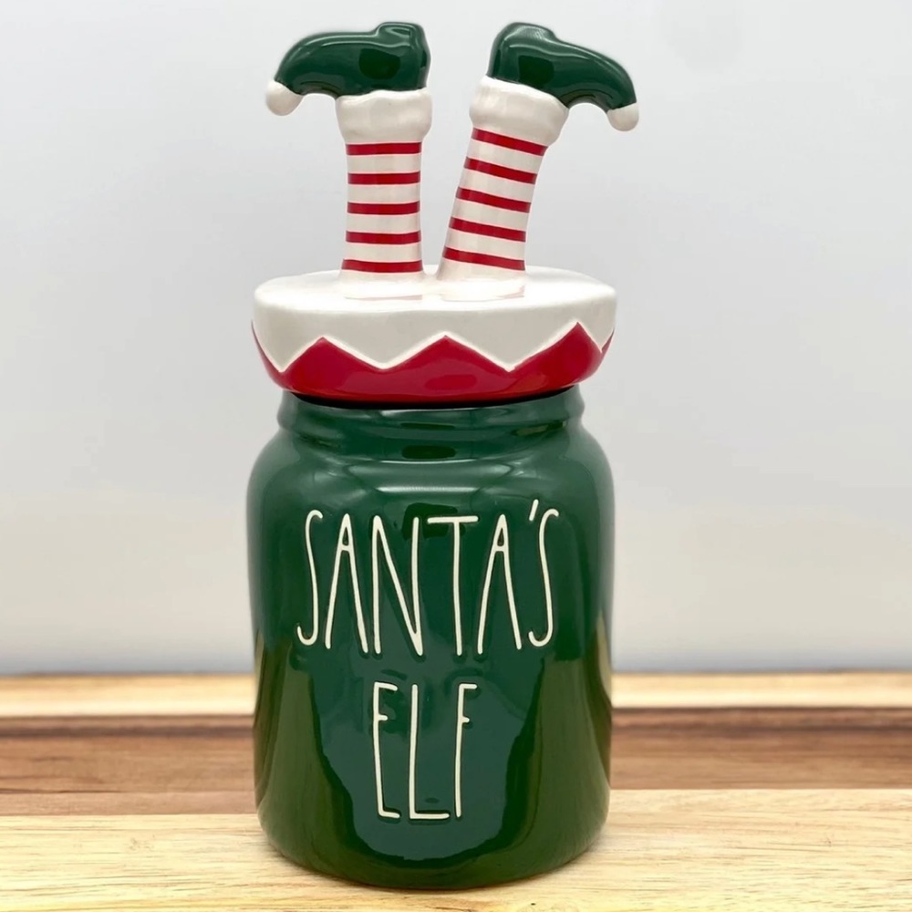 Rae Dunn Santa’s elf canister